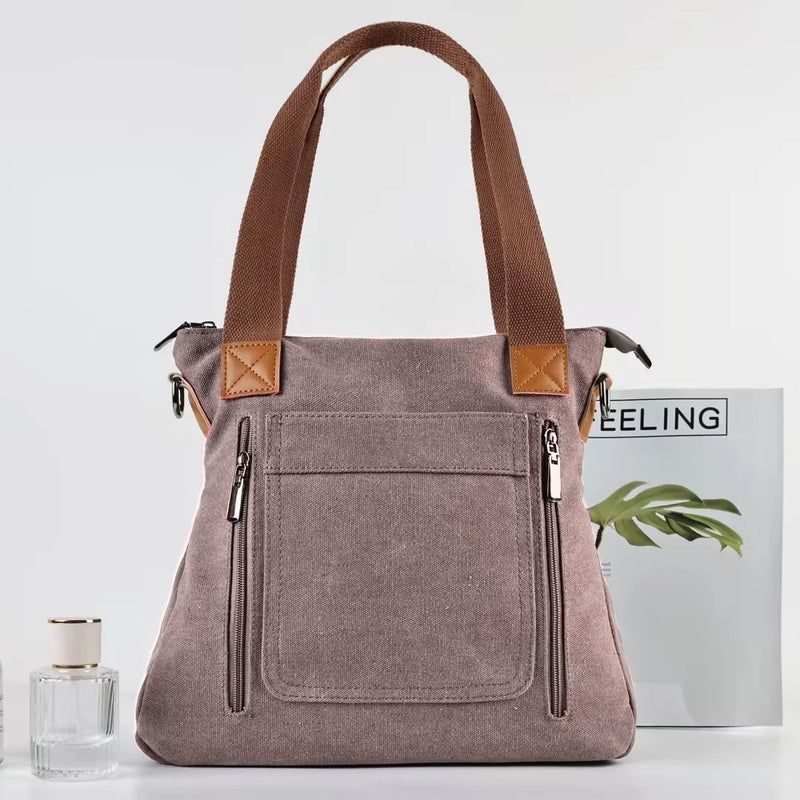 Bolsa versátil feminina grande capacidade lona casual ombro crossbody