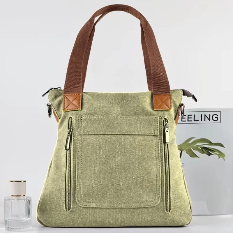 Bolsa versátil feminina grande capacidade lona casual ombro crossbody