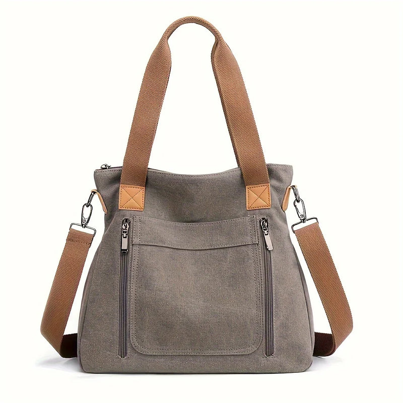 Bolsa versátil feminina grande capacidade lona casual ombro crossbody