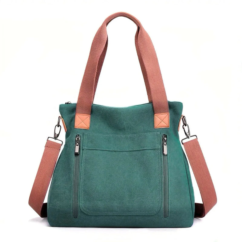 Bolsa versátil feminina grande capacidade lona casual ombro crossbody