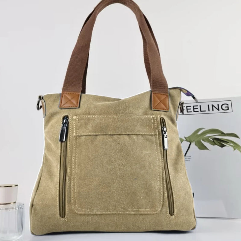 Bolsa versátil feminina grande capacidade lona casual ombro crossbody