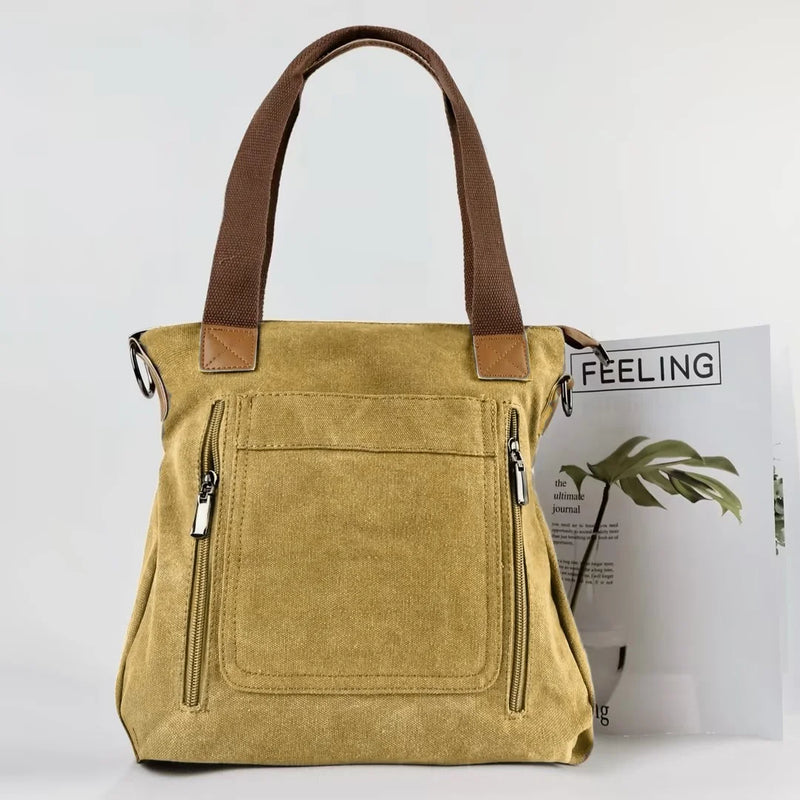 Bolsa versátil feminina grande capacidade lona casual ombro crossbody