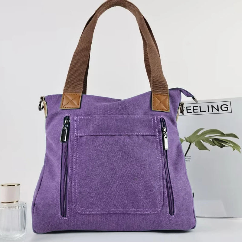 Bolsa versátil feminina grande capacidade lona casual ombro crossbody