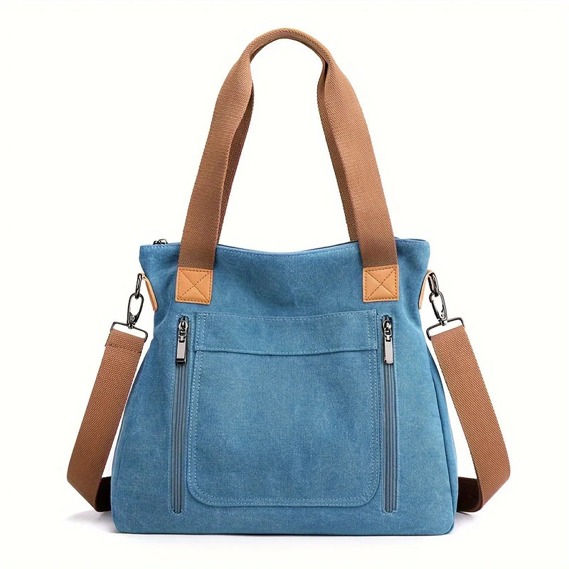 Bolsa versátil feminina grande capacidade lona casual ombro crossbody