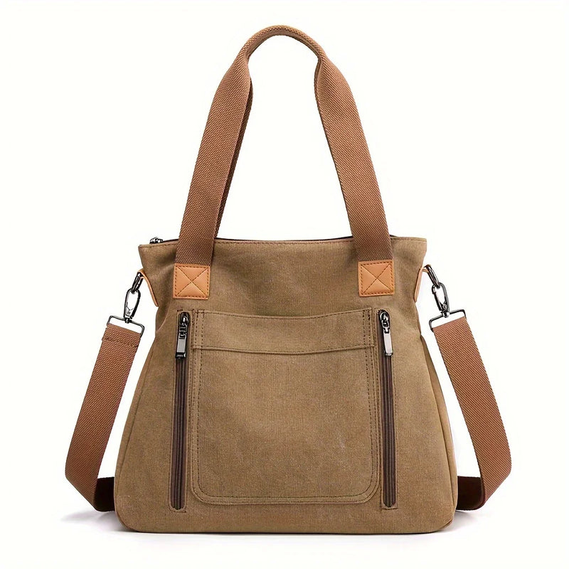 Bolsa versátil feminina grande capacidade lona casual ombro crossbody