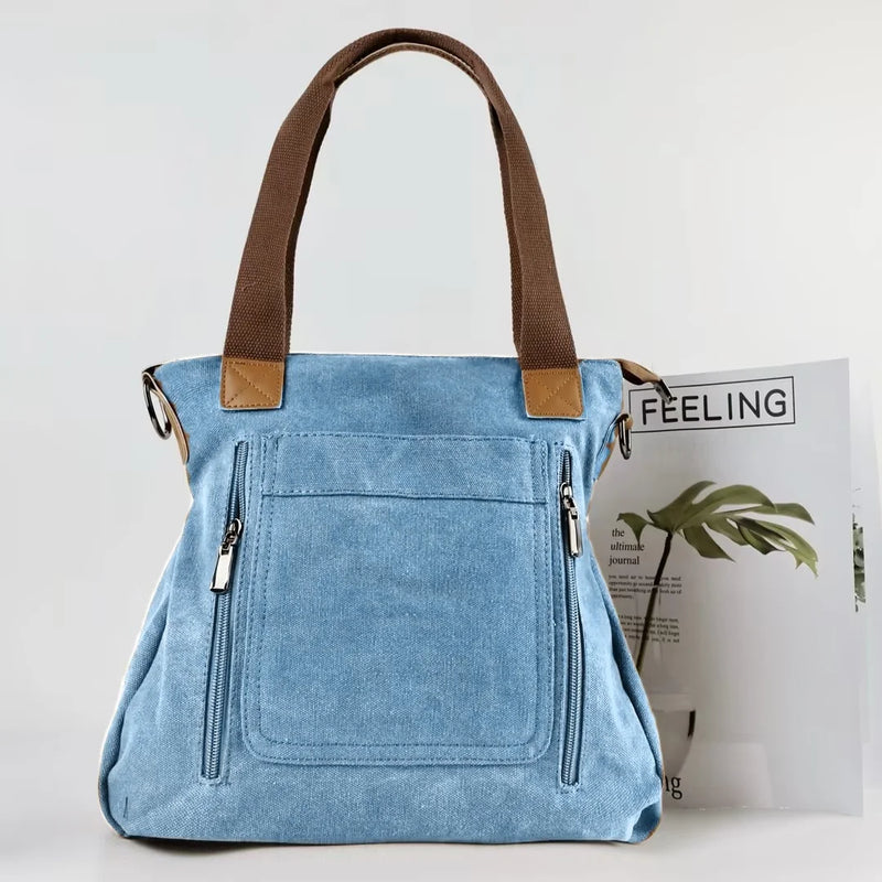 Bolsa versátil feminina grande capacidade lona casual ombro crossbody