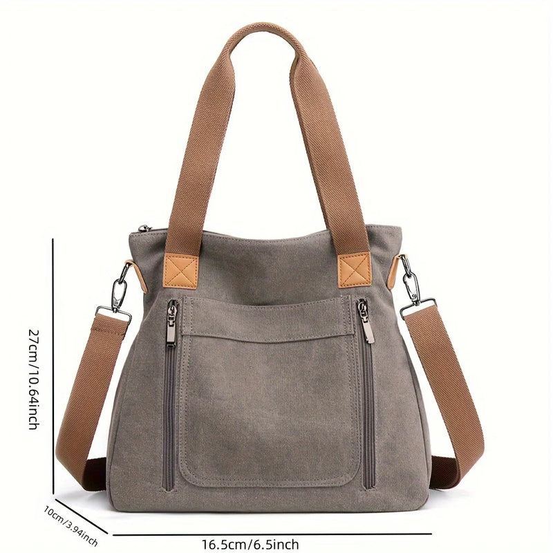 Bolsa versátil feminina grande capacidade lona casual ombro crossbody