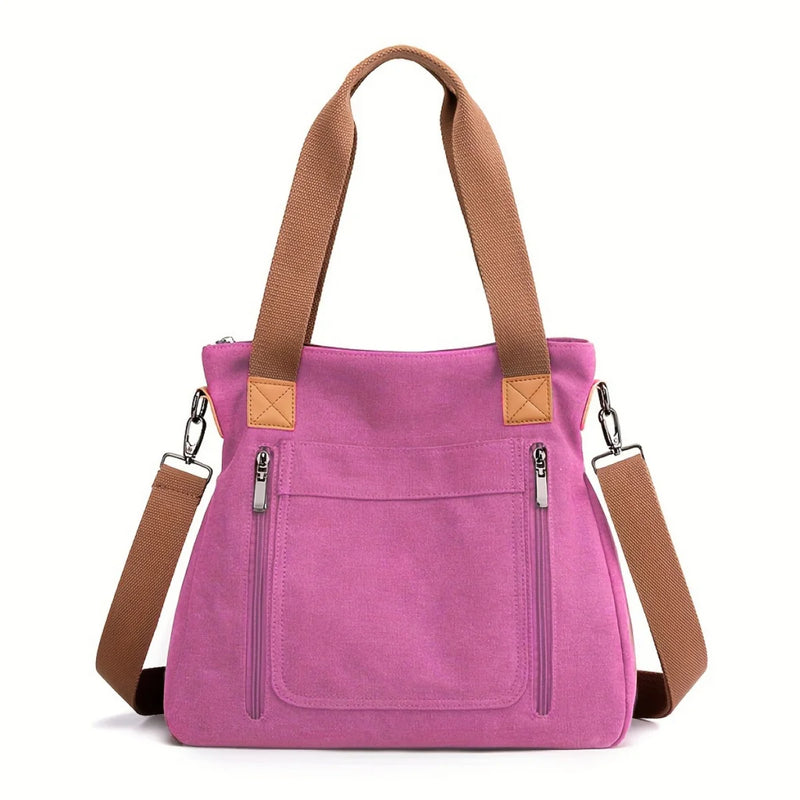 Bolsa versátil feminina grande capacidade lona casual ombro crossbody